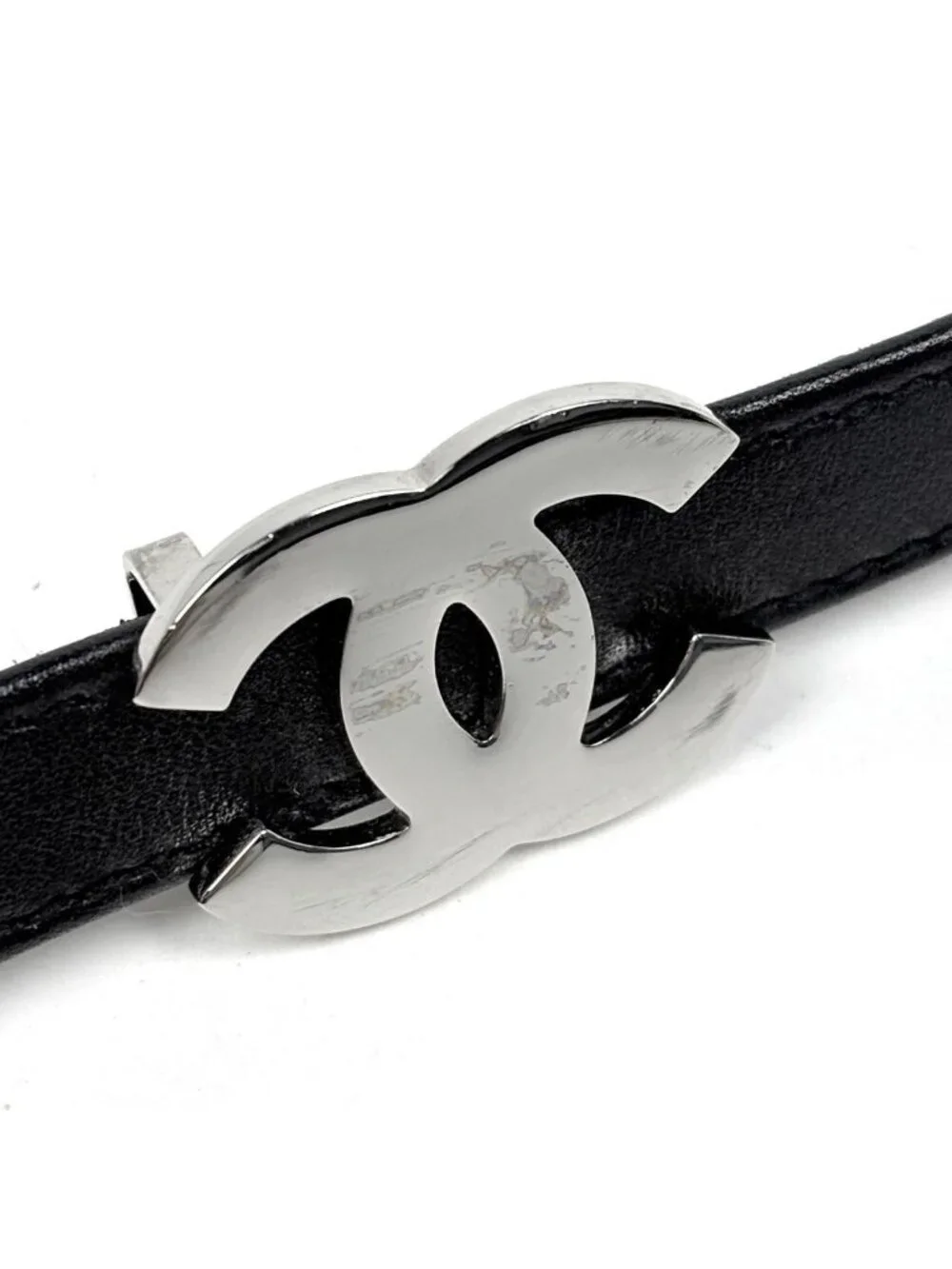 Chanel CC Logo Belt 97 Leather Black